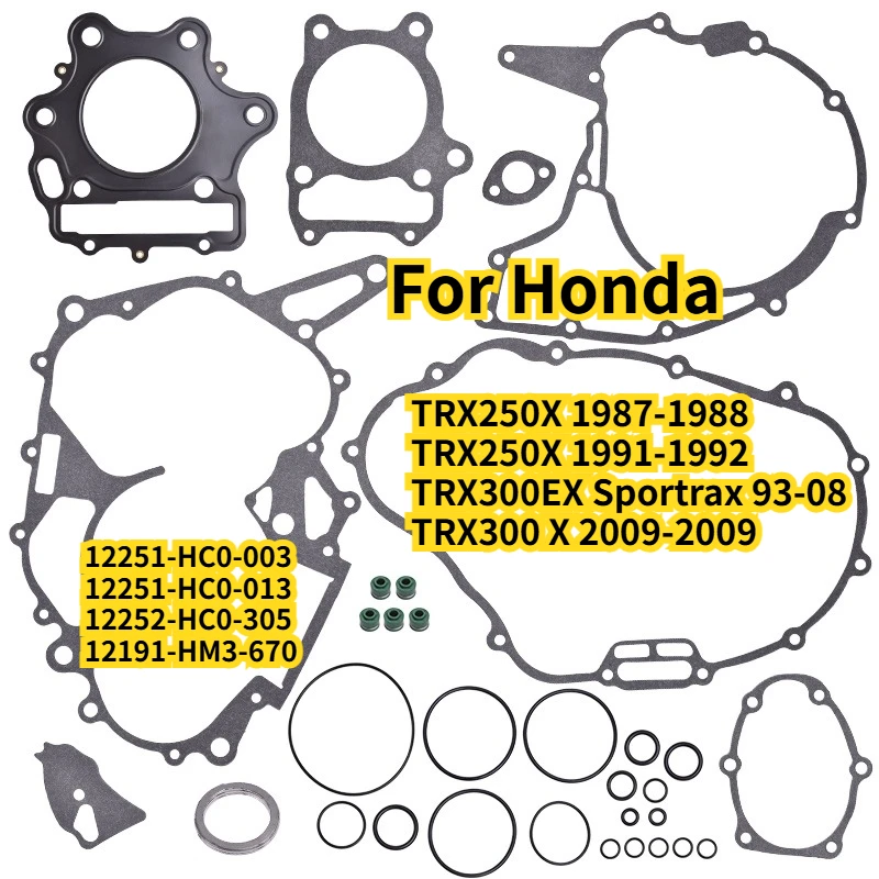 300cc Motorcycle Engine Full Cylinder Head Complete Overhaul Gasket Mat For Honda TRX250X 87-88 TRX 250X TRX300EX Sportrax 93-08