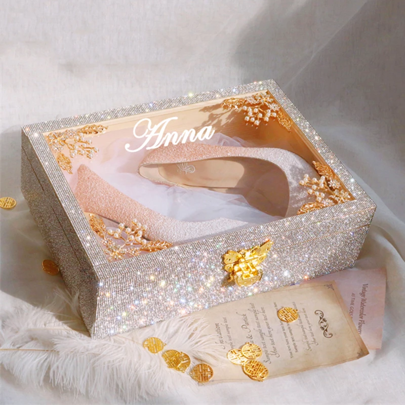 Customized Gift Shoes Crystal Box  Blocking Door Groomsmen Props Engagement Proposal Surprise