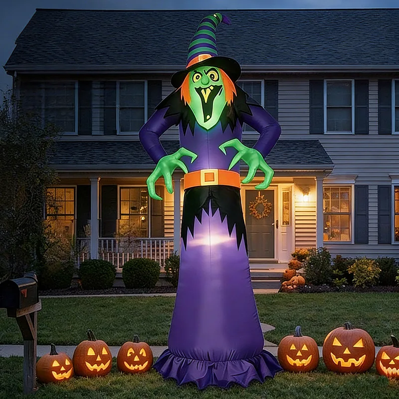 10FT Giant Halloween Inflatables Scary Standing Witch Decorations Outdoor for Lawn Garden Yard Decoration Horror House Props