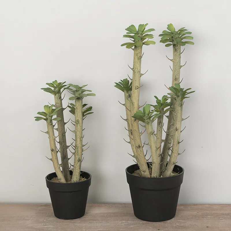 New 30-50cm 1pcs Artificial Large Fake Plant Cylindrical Cactus Green Potted Living Room Garden Outdoor Nordic Home Decoration