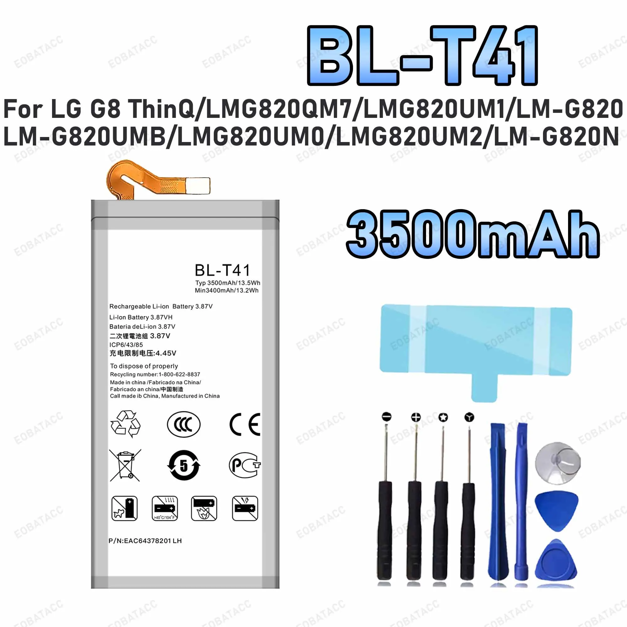 3500mAh BL-T41 Replacement Battery for LG G8 ThinQ/LMG820QM7 battery Repair Tools Kit