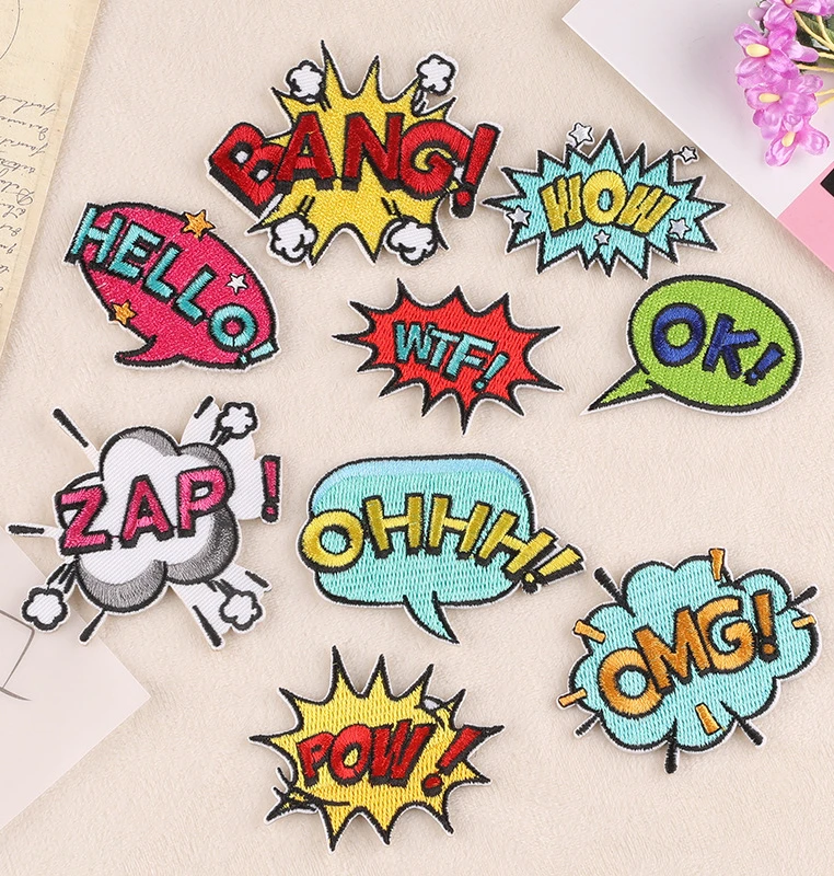 Lettering Embroidery Patch with Self-Adhesive and Iron-On Backing for Clothes Accessories Badge Emblem and DIY Decoration