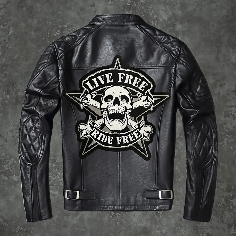 Free Hand Bone Skeleton Embroidery Patch Motorcycle Knight   Clothes Jacket Decoration Personalized Badge DIY Hand Sewing