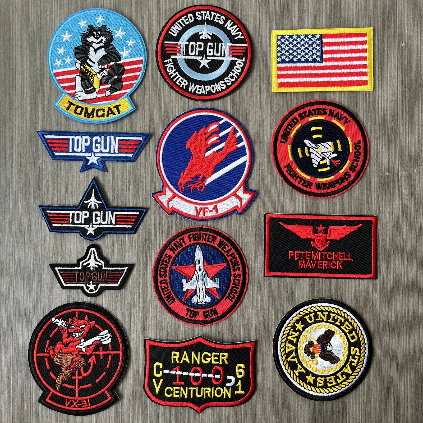 11/13Pcs Top Gun Tomcat Chapter American VF-1 Pilot Armband ironing Embroidery Patch for on sew Clothes Badge DIY Jeans Sticker