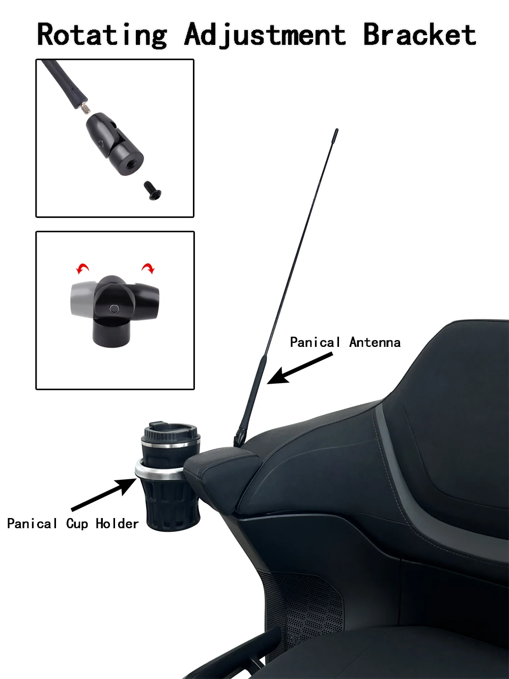 Panical 360° Rotation Adjustable Kit Antenna Set Extension Bracket Bar Trunk Left Right For Honda Gold Wing GL1800 2018-2026
