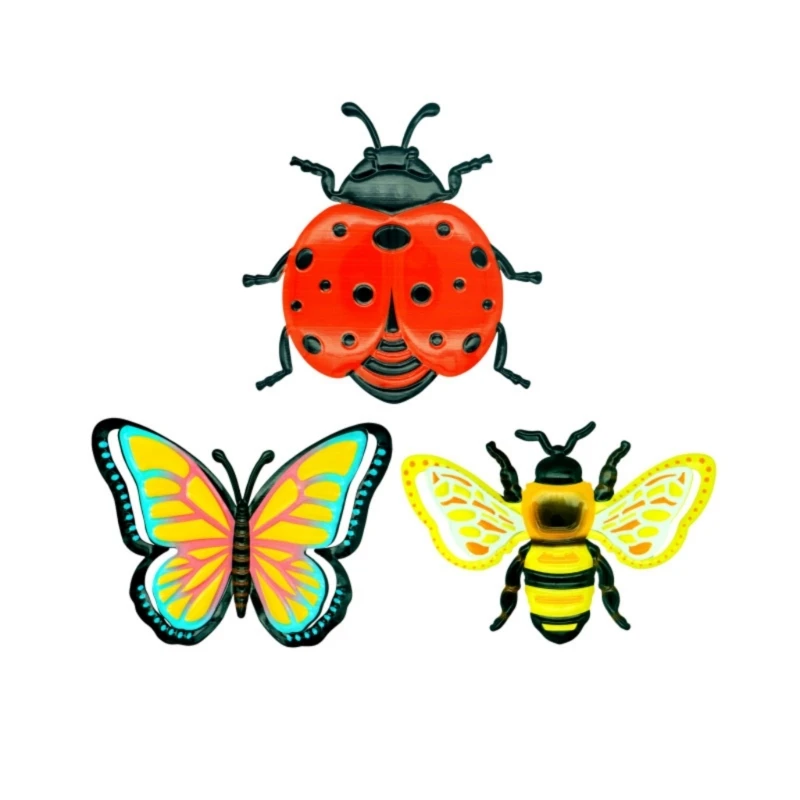U2JC Durable Ironwork Honeybees Ladybugs Statues Decorative Accent for Bookshelves