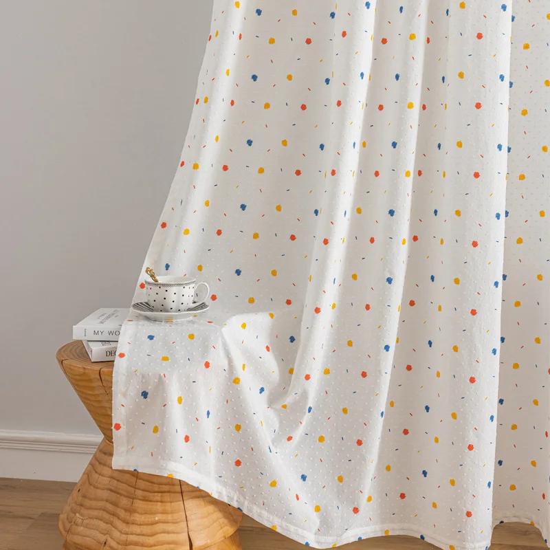 Short Curtains Vintage Blackout Fabric Curtain for Bedroom Living Room Small Window Cotton Floral Tassel  Farmhouse Cafe Decor
