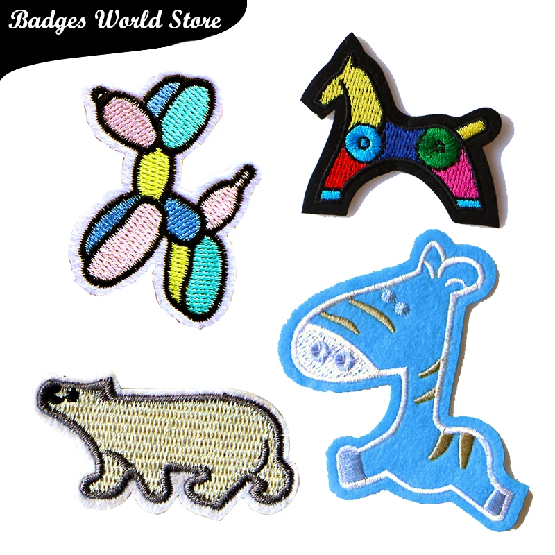 Cute Balloon dog Polar bear Trojan Horse Anime Icon Embroidered Applique Patches for Clothing DIY Iron on Badge on the Backpack
