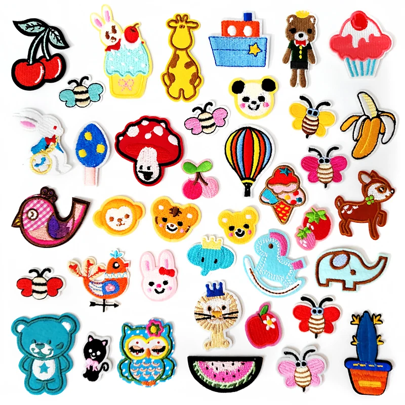 Cute Animal Bird Bear DIY Child Patches Embroidery For T-Shirt Iron On Appliques Clothes Jeans Stickers Badges Parche Insect