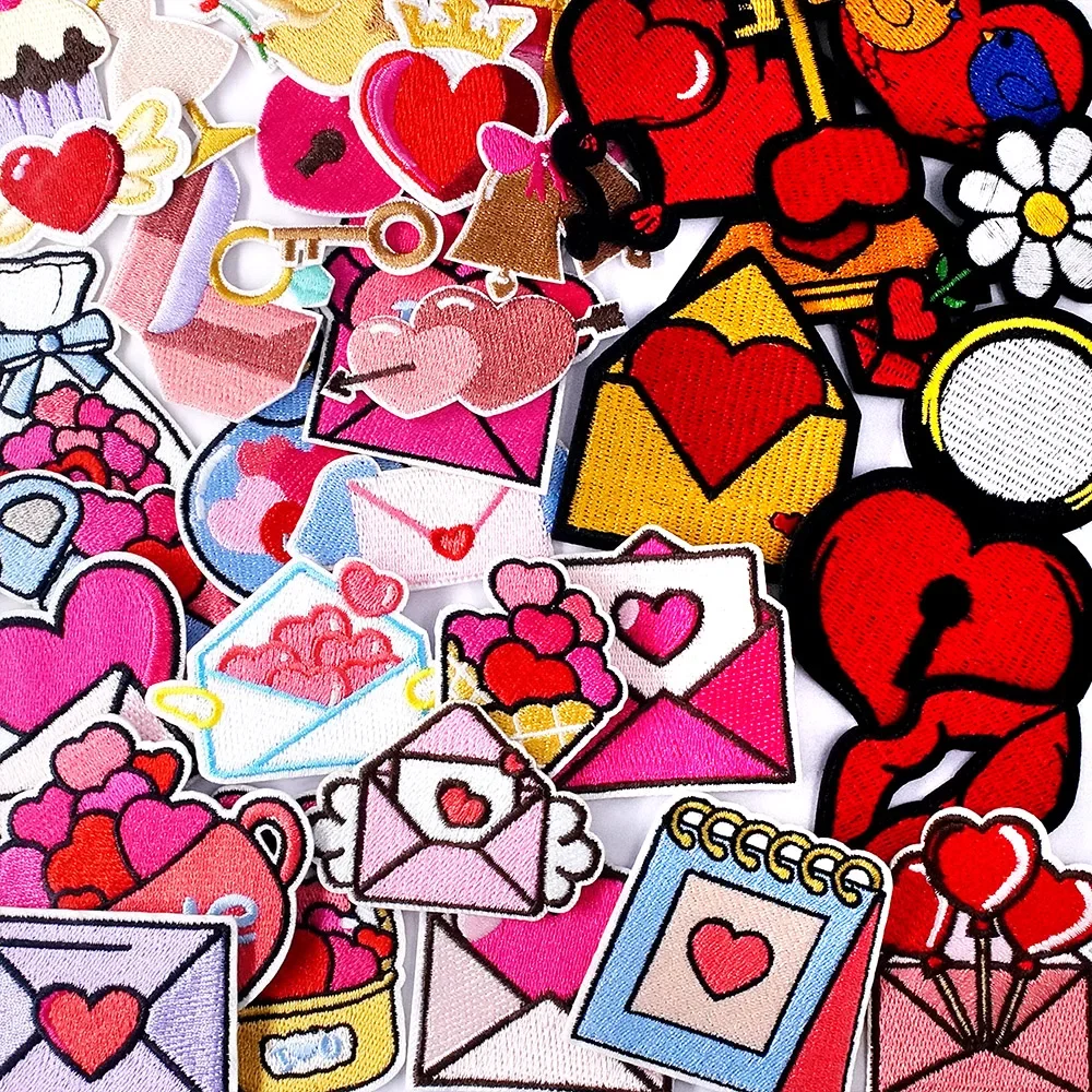 Love Letter Heart Flower Patch Badges Embroidery Patches Applique Ironing Clothing Sewing Supplies Decorative
