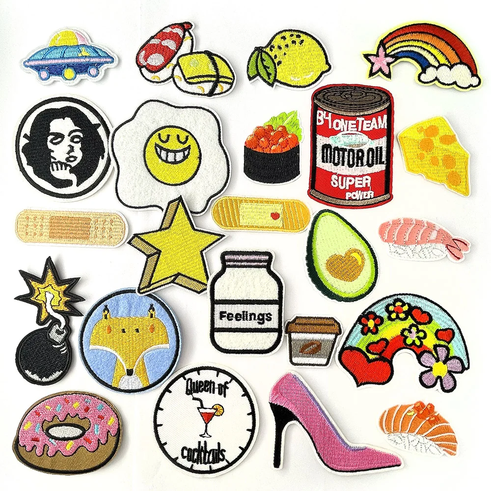 Sushi Lemon Iron on Patches for Clothing Embroidery Appliques Clothes Jeans Stickers Badges Parche Sew on PATCH
