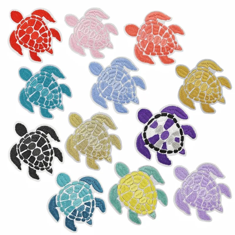 Turtle Embroidered Patches Colorful Sew Iron on Embroidered Applique Cute Badge Patch for DIY Clothing Backpack Hats Jeans