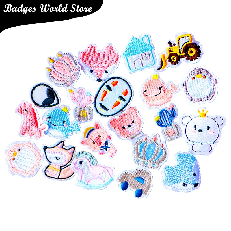 Cartoon Decorative Patch Alien Anime Cute bear car icon Embroidered Applique Patches For DIY Iron on Badges on clothes Stickers