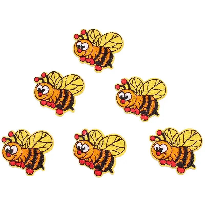 10pcs/lot Cartoon Honey Patch for Kids Clothes Iron On Embroidery Bee Stickers DIY Children Garments Animal Appliques Badge