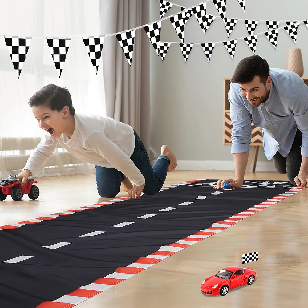 Racing Car Long Racetrack Floor Running Mat Drag Race Car Road Racing Track Runway Party Supplies Race Car Birthday Games Decor