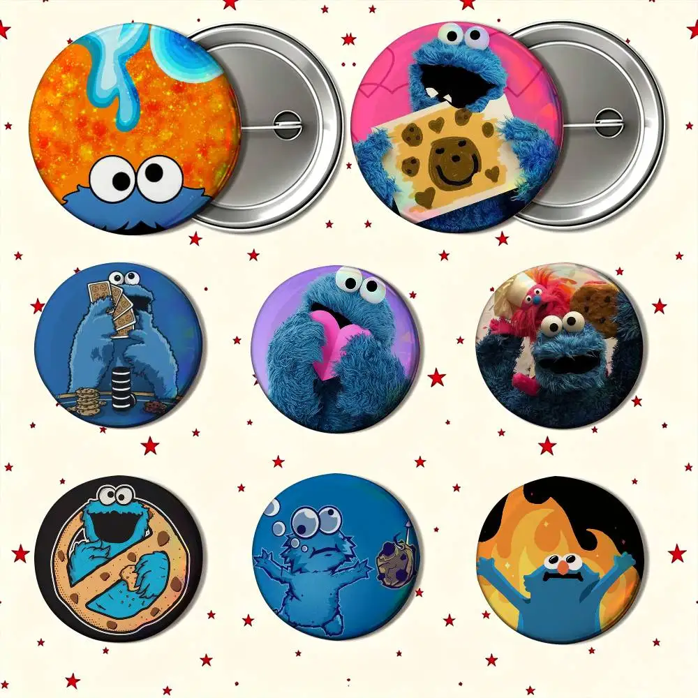 The Cute Cookie Monster Enamel Pin Tinplate Round Brooch Cosplay Nijigen Otaku Culture Badge 25mm 32mm 44mm 58mm