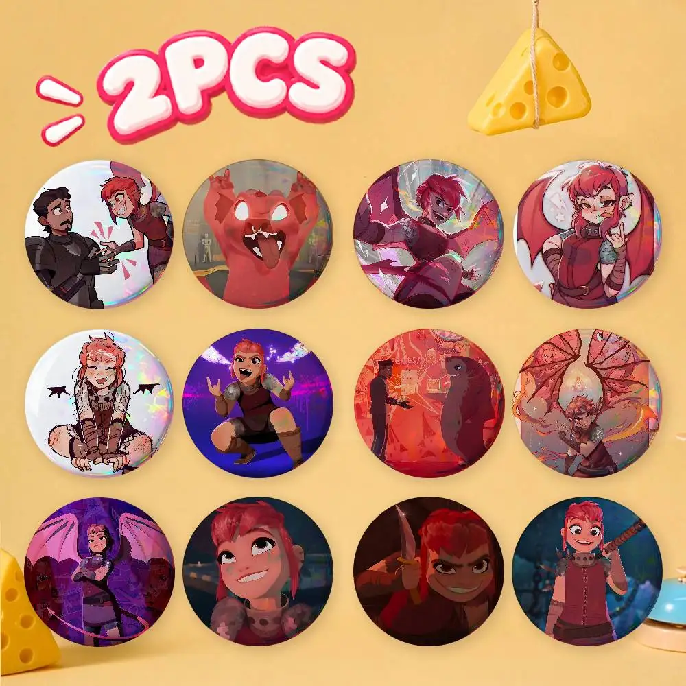 Transforming monster Nimona 2Pcs Anime Badge Set Cute Cartoon Round Button Pins Backpack Decor Brooch Gift for Fans Collection