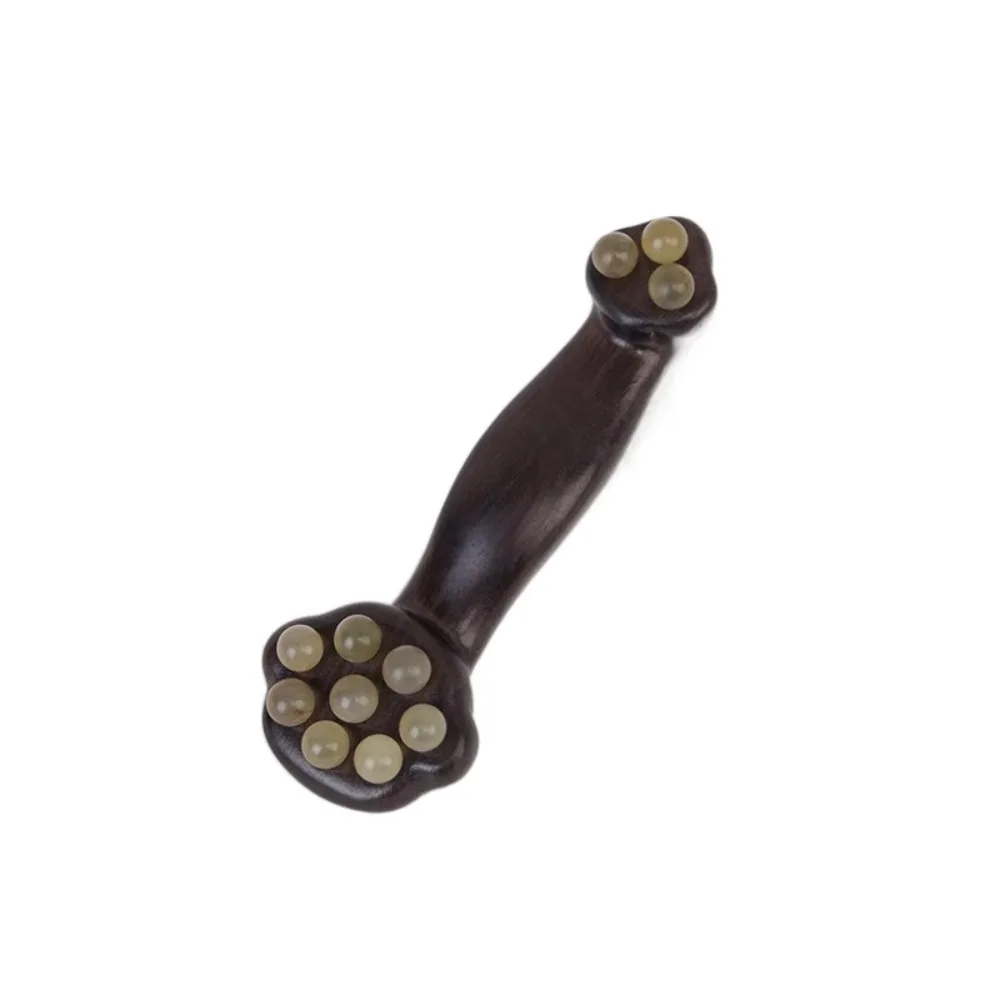 Copper Beads Guasha Face Massager Tool Wooden Handle Fascia Lifting Face Manual Massager Handheld Multifunctional