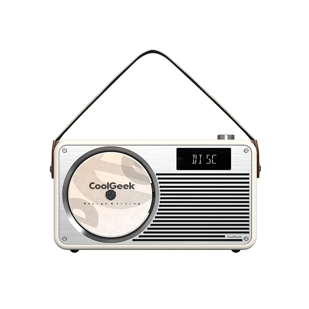CoolGeek VS-02 Portable CD Player Bluetooth 5.0 Vertical CD Player FM Radio Wireless Speaker Rechargeable LED Display Home Audio