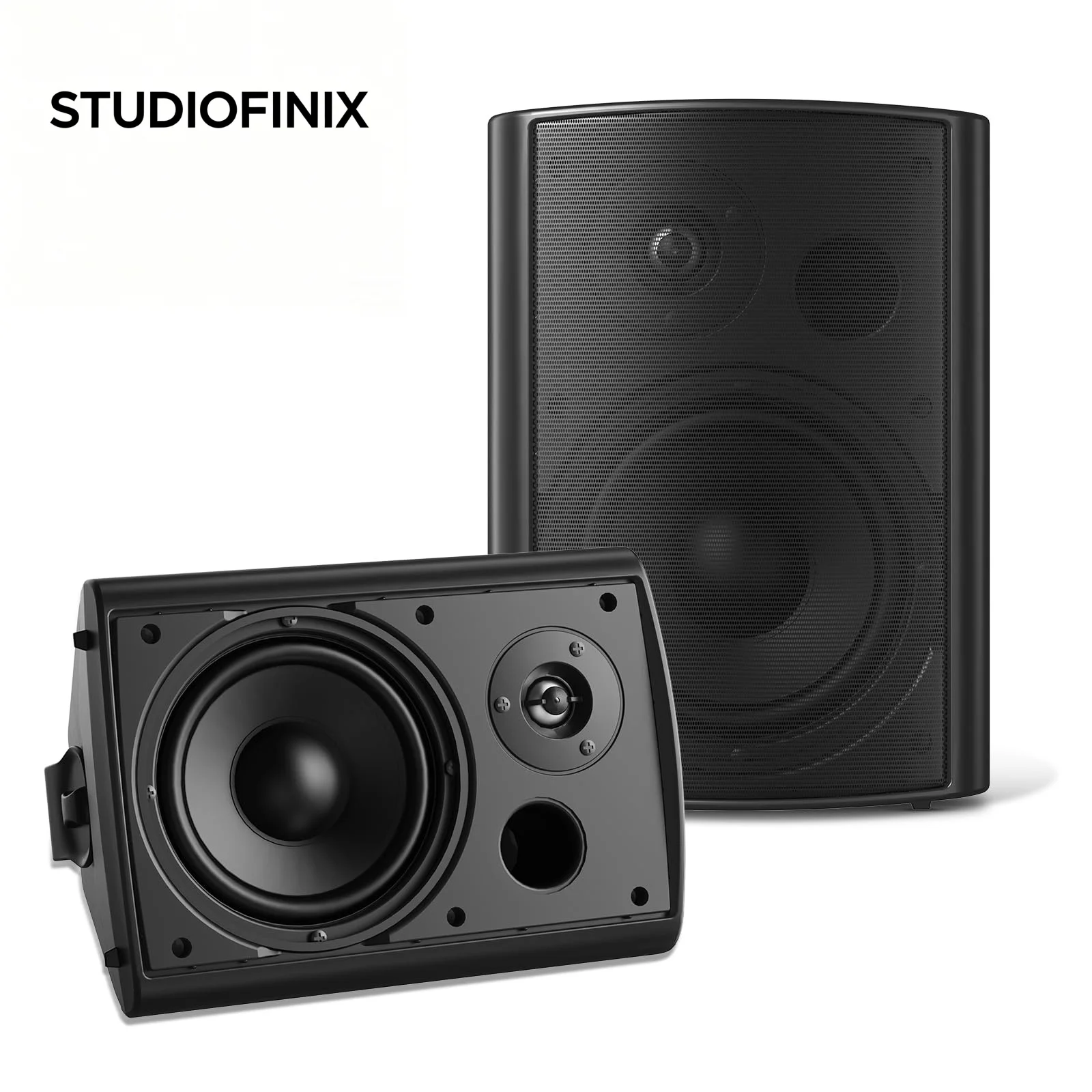 STUDIOFINIX 2PCS 6.5 Inch 400W Wired Waterproof Passive Outdoor Speakers Powerful Bass Wall Mount Speakers for Indoor Patio Cove