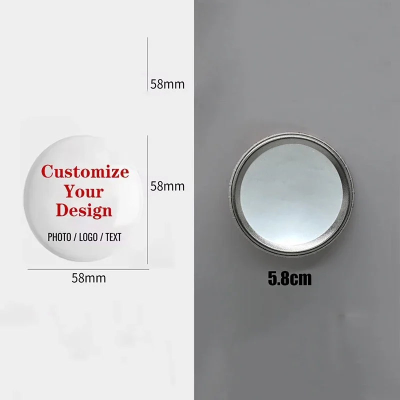 58MM Personalized Customized Makeup Mirror Girl's Gift Hand Mini Portable Vanity Mirror Round Pocket Makeup Compact Mirror
