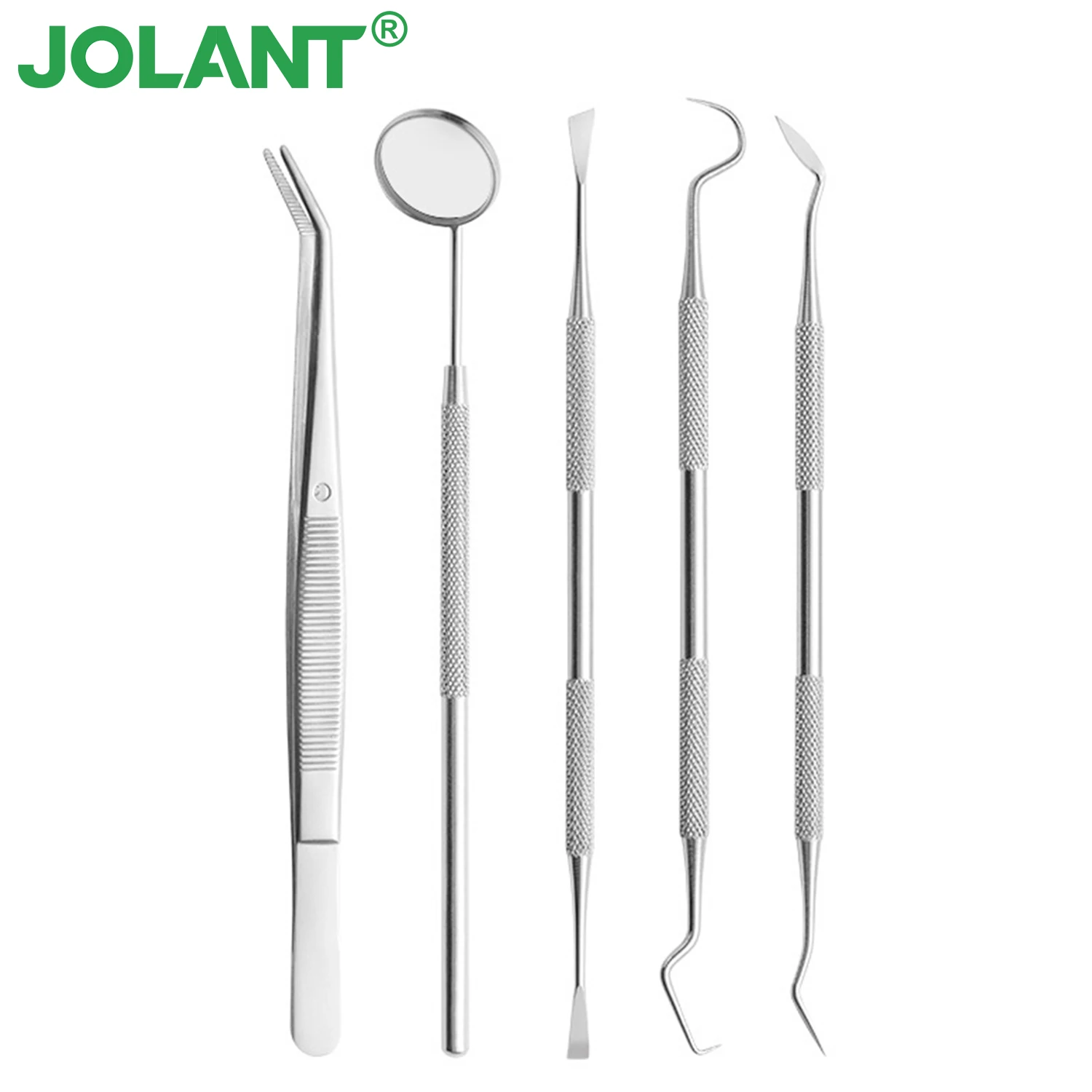 JOLANT Stainless Steel Dental Oral Care Tool Set Dental Mirror Tweezers Scaler Teeth Cleaning Tools For Calculus Plaque Remover