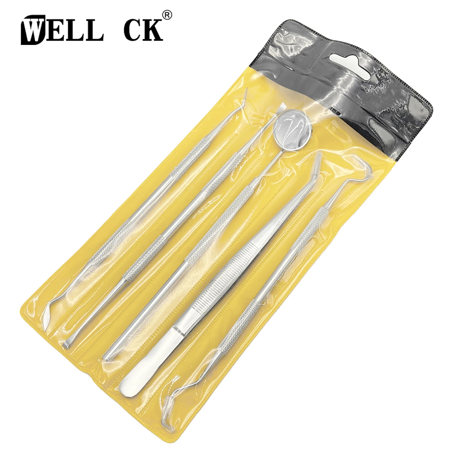 Dental Mouth Mirror Stainless Steel Tweezers Elbow Probe Dentist Instrument Teeth Cleaning Whitening Dentistry Tools Set