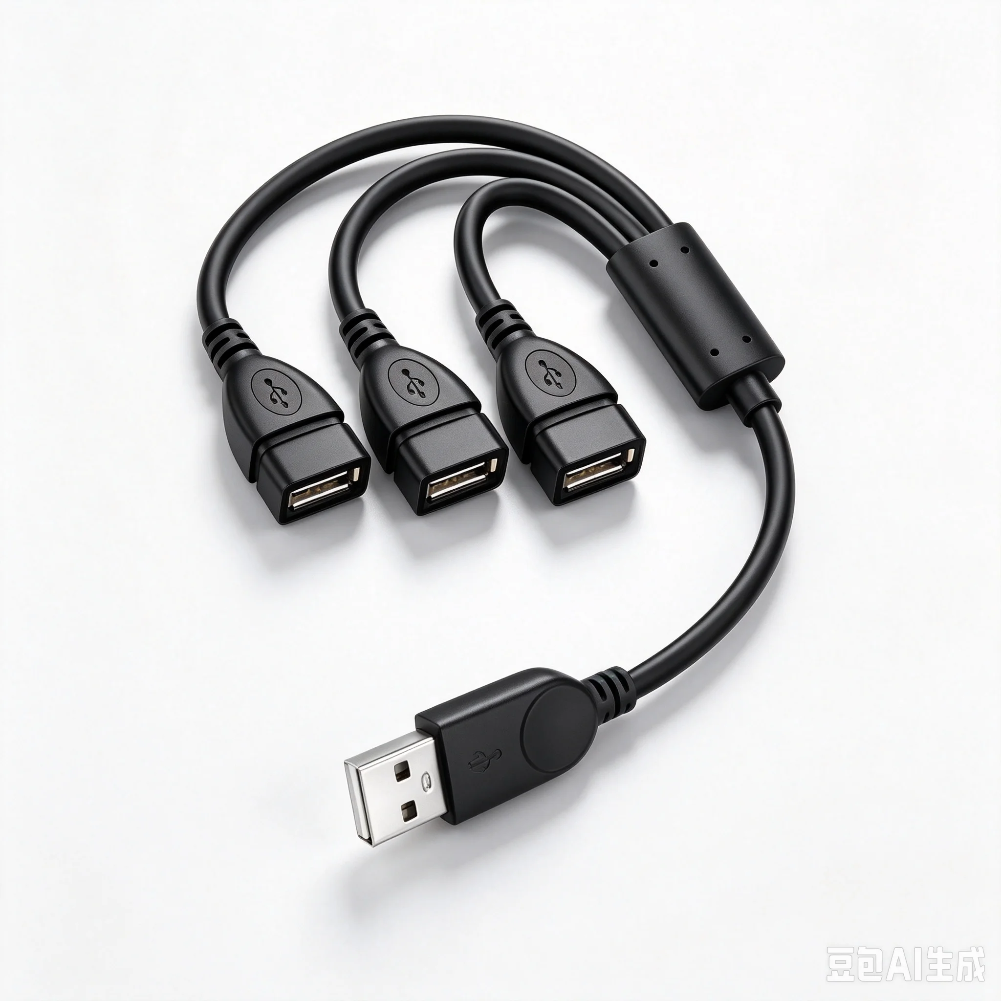0.3m USB2.0 Splitter Hub Cable USB-A Male to 3 Female Extension Cord Data Transfer & Charging, USB Port Expander for PC Laptop