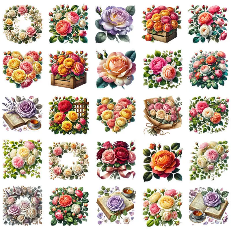 New Flower rose Sheet Iron On Transfer Easy To Cut T-Shirt Clothes Stickers Hoodies Heat Press Appliqued Diy Craft Supplies