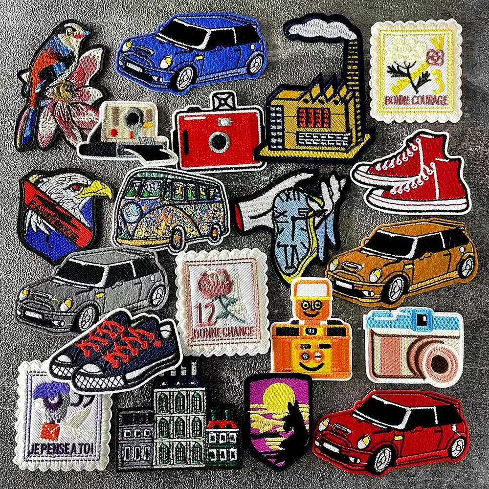 Shoe Car Camera House Iron on Patches Clothe Embroidery Applique Sewing Supplies Decorative Handmade Patch for Clothing Sticker