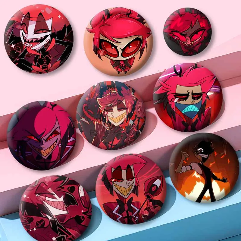 Funny Fictional Character Alastor Enamel Pin Button Anime Round Snap-in Brooch Jewelry Accessory Customize Cartoon Badge for Bag