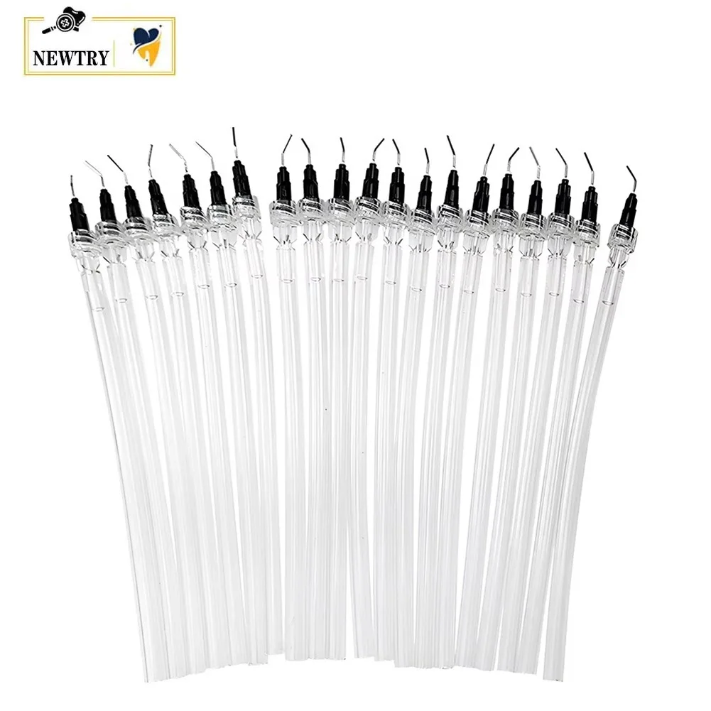 20Pcs Flexible Bendable Dental Saliva Ejector Aspirator Suction Tube With Syring Needle Tip Disposable Dentist Clinic Consumable