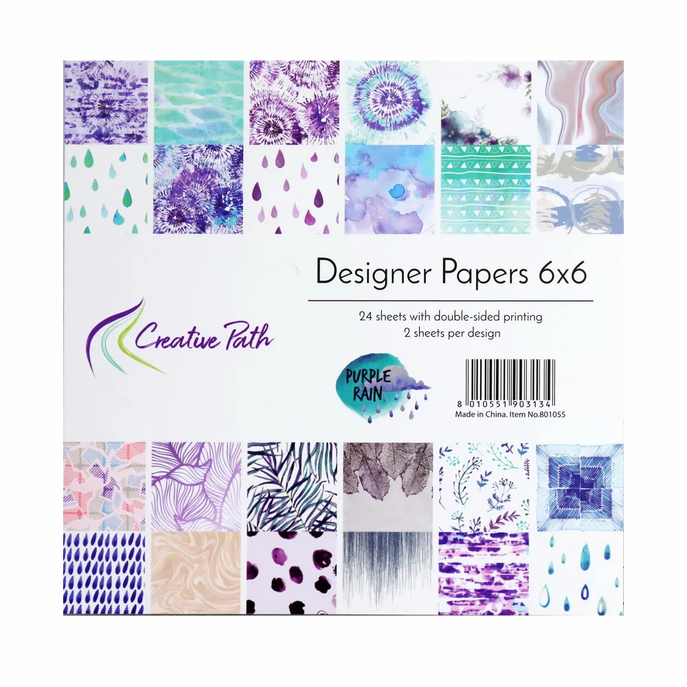 Creative Path Purple Rain 6 Inch Scrapbooking Paper Pattern Decorative Journaling Scrapbook Background Paper For DIY Card Making