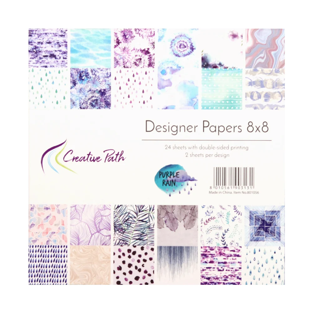 Creative Path 8 Inch Scrapbooking Paper Purple Rain Pattern Decorative Journaling Background Paper Origami Design Paper 20*20 cm