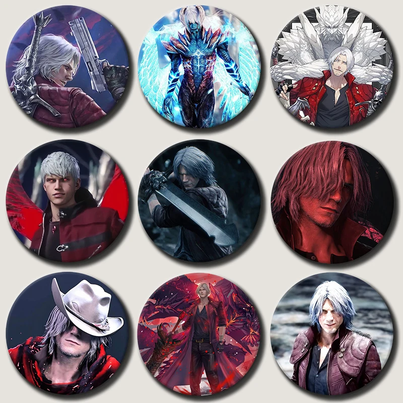 Game Devil May Cry Demon Hunter Anime Soft Button Pin Hot Game Character Brooches Badge Bag Decor Accessories Fans Collect Gifts