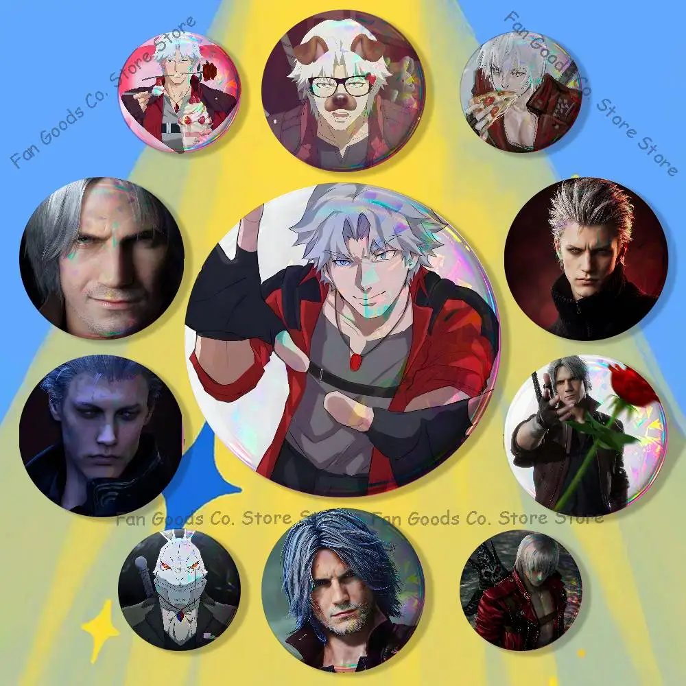 D-Devil May Cry DMC Badges Creative Tinplate Button Pins Brooch Creative Quotes Badge Clothes Backpack Jewelry Gift