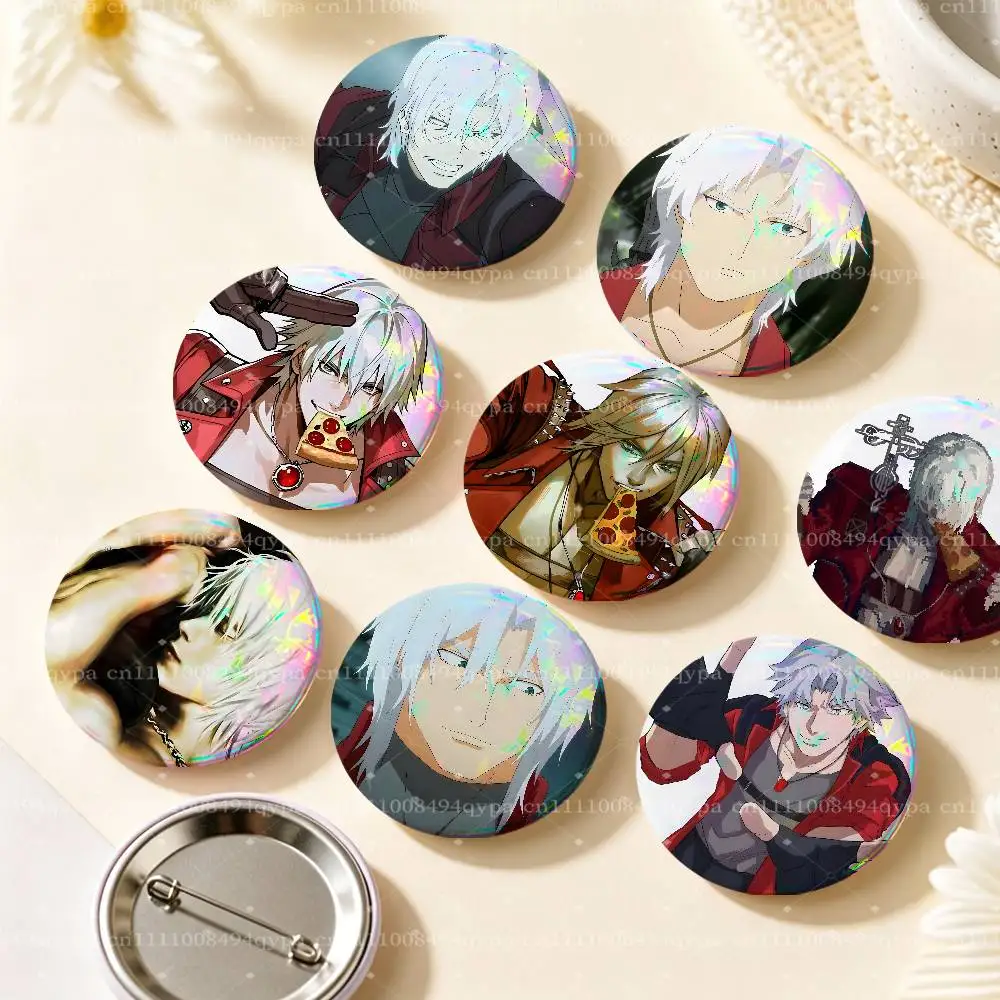 D-Devil May Cry DMC 2026 Dante Pin Round Circle Shape Metal Button Pin Badge Pinback Decoration Gifts Clothes Decor