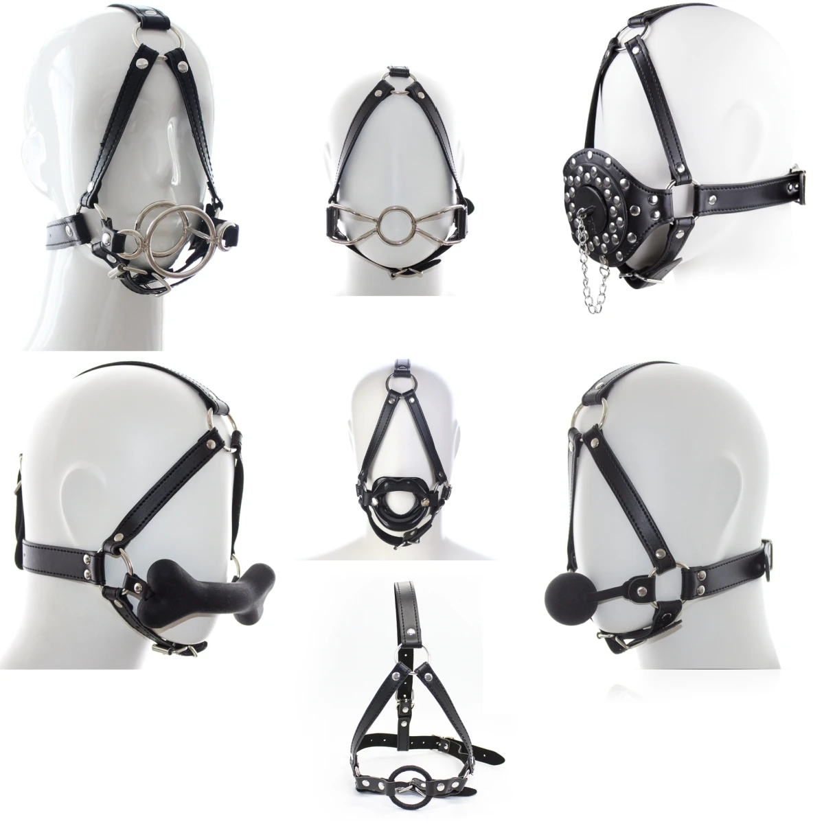 VaHppy Gag Oral Sex Masks Couple Games Cosplays Queen Conditioning Dog Slave PU Silicone Dog Bones Sucking O-Ring Deep-throat
