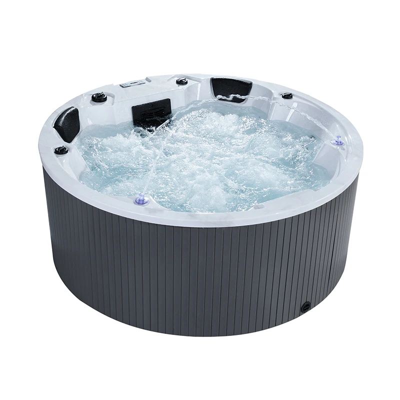 4-Person Freestanding Whirlpool Bathtub, 1.8m Acrylic Outdoor Hot Tub, 1800x1800mm 800L Combo Massage Bath, for Indoor Home