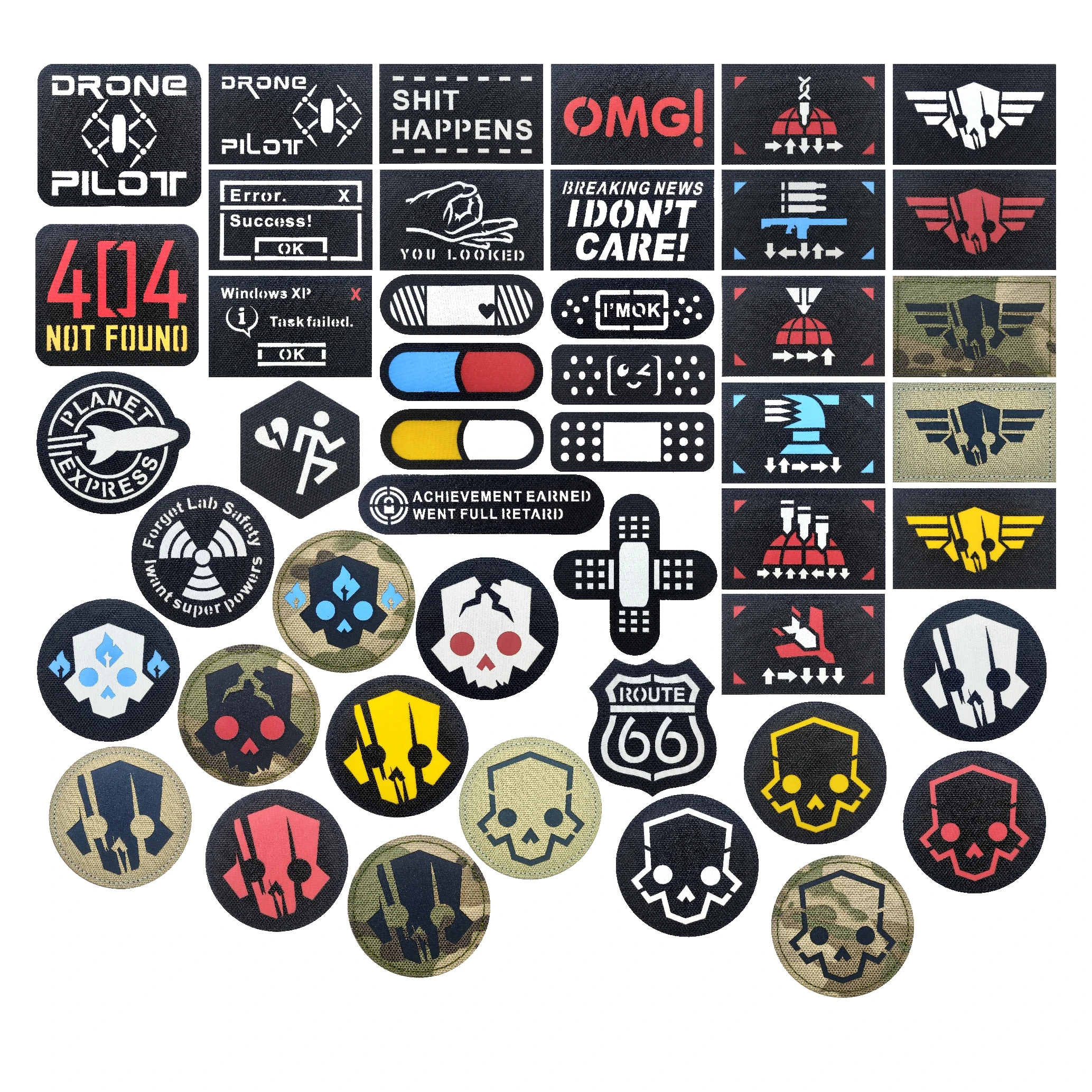 I 'M OK Cross Bandage Skull You look OK Funny Gesture 404 NOT FOUNO Tactical Backpack Costume Embroidery Hook and Loop Patch