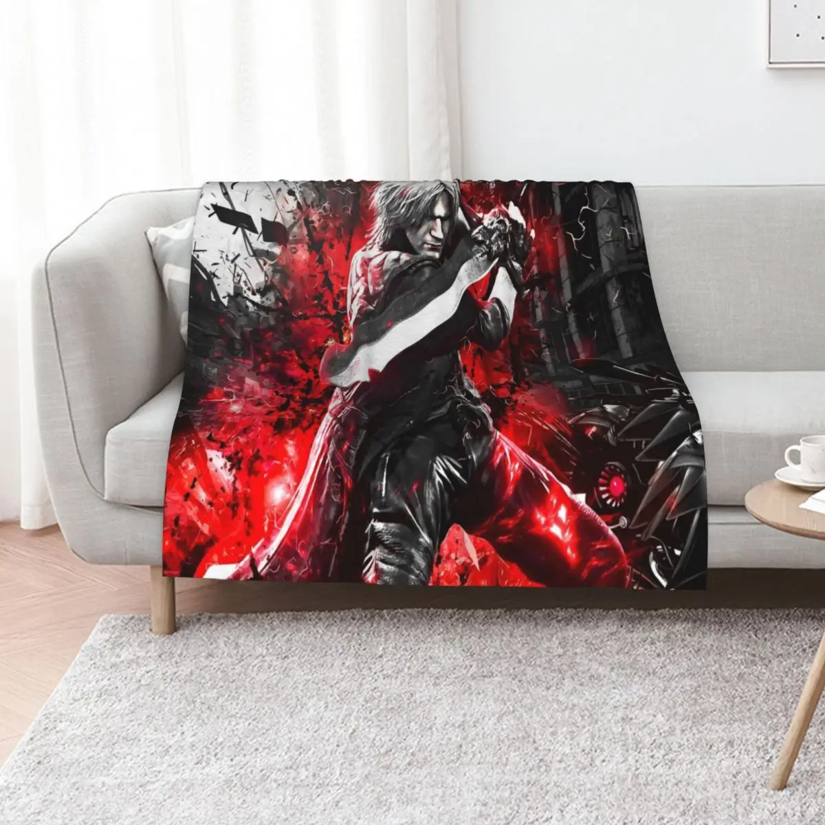 Devil May Cry 5 Dante Throw Blanket Luxury Throw bed plaid Flannel Flannel Fabric Luxury St Hairys Blankets