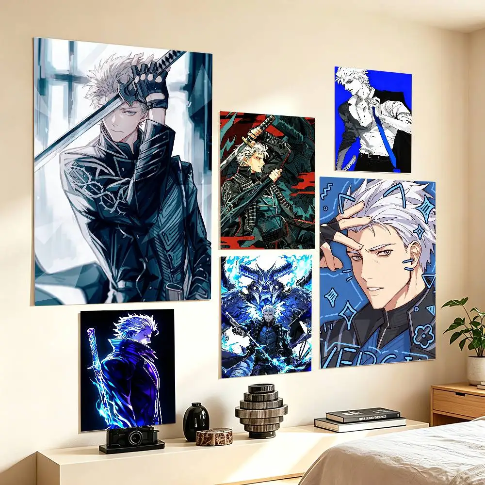 Game V-Vergil Devil May Cry  Poster HD Self Adhesive Waterproof Wall Art Ideal for Home Office Dorm Gift