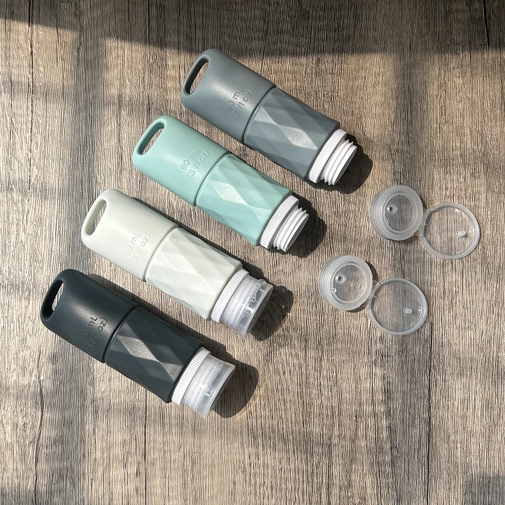 Travel Bottles for Toiletries TSA Approved 3oz Silicone Travel Containers LeakProof Hangable Refillable Gym Shampoo Bottles