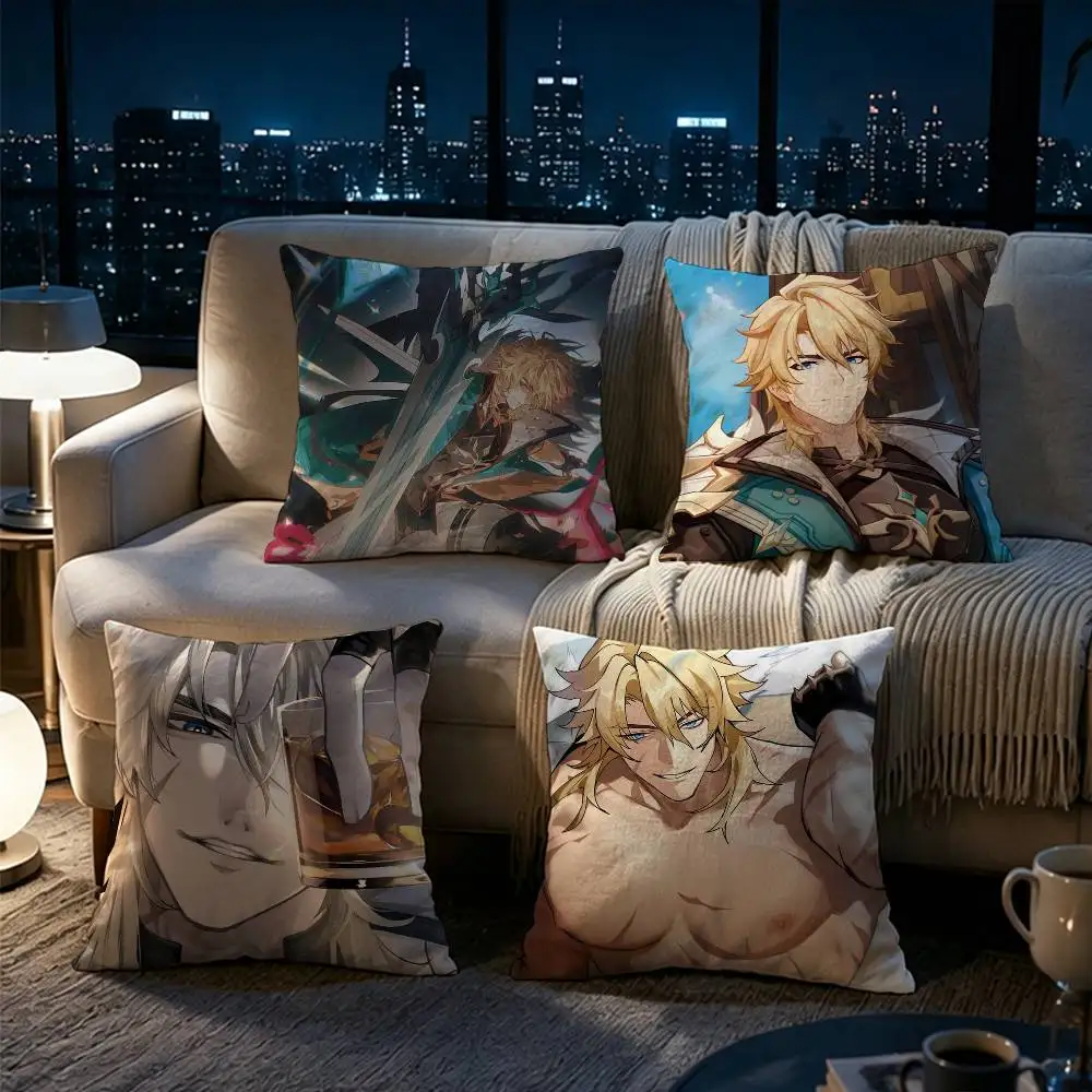 Varka Genshin Impact  Pillow cover Soft Microfiber Pillowcase Home Sofa Decor Surprise Decorative printed.