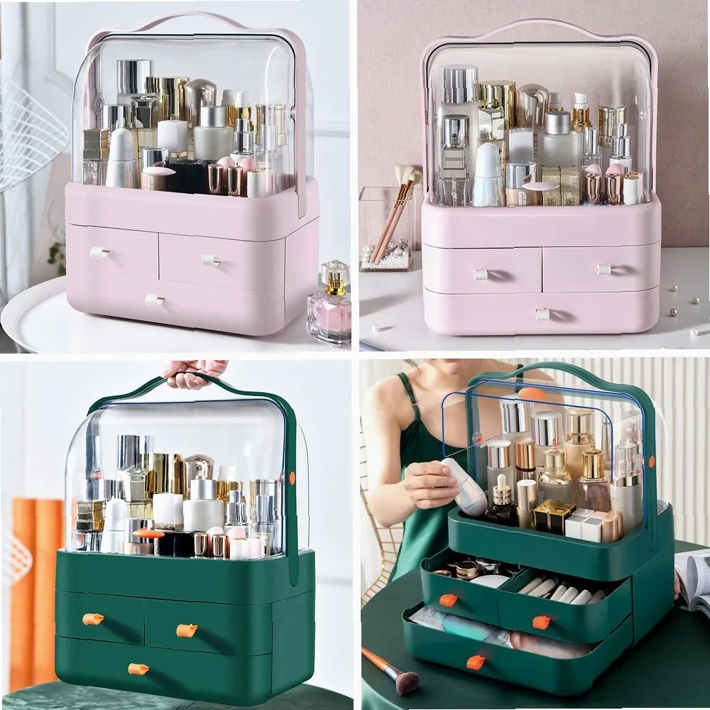 1pc Dust-Proof Desktop Makeup Organizer with Drawer, Cosmetics Receiving Box for Skin Care Products, Household Storage Shelf