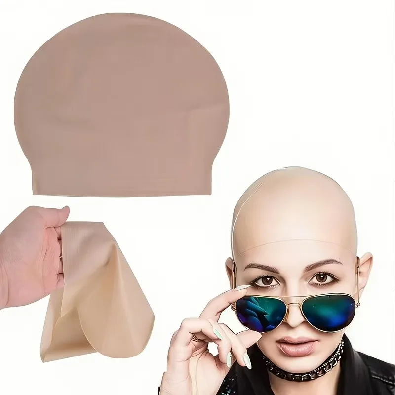 1Pc Light Shade Bald Cap Funny Latex Skin Fake Bald Head Unisex Fancy Film Party Dress Skin Head Wig Cap Latex Mask Hat Beauty