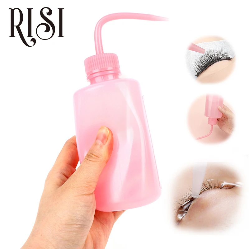 RISI Eyelash Extension Cosmetic Remover Bottle Elbow Narrow Mouth Long Tube Clean Eyebrow Skin Care Remover Bottle