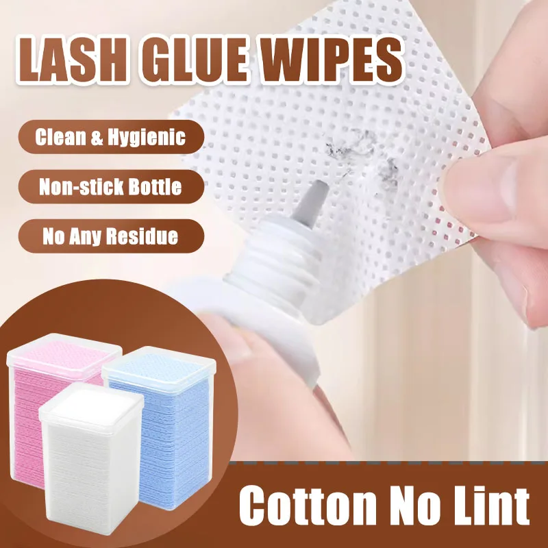winky beauty 200 counts Eyelash Extension Glue Nozzle Wipes Paper Cotton Glue Bottle Mouth Cleaning Remover Paper makeup tools