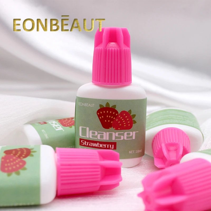 5 Bottles EONBEAUT Eyelash Extension Strawberry Supplies Glue Natural Lash Cleanser 10ml Liquid Clean Lava Lash Makeup Tools
