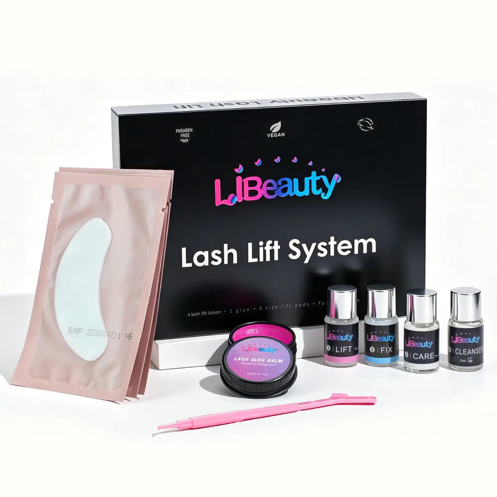 Libeauty Semi-Permanent Lash Lift Kit All-in-One Eyelash Perm Kit Lash Curling Nourishing Safe & Easy to Clean Professional Use